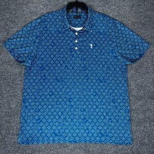 William Murray Golf Polo Shirt Men XL Blue Geometric Short Sleeve Casual Stretch